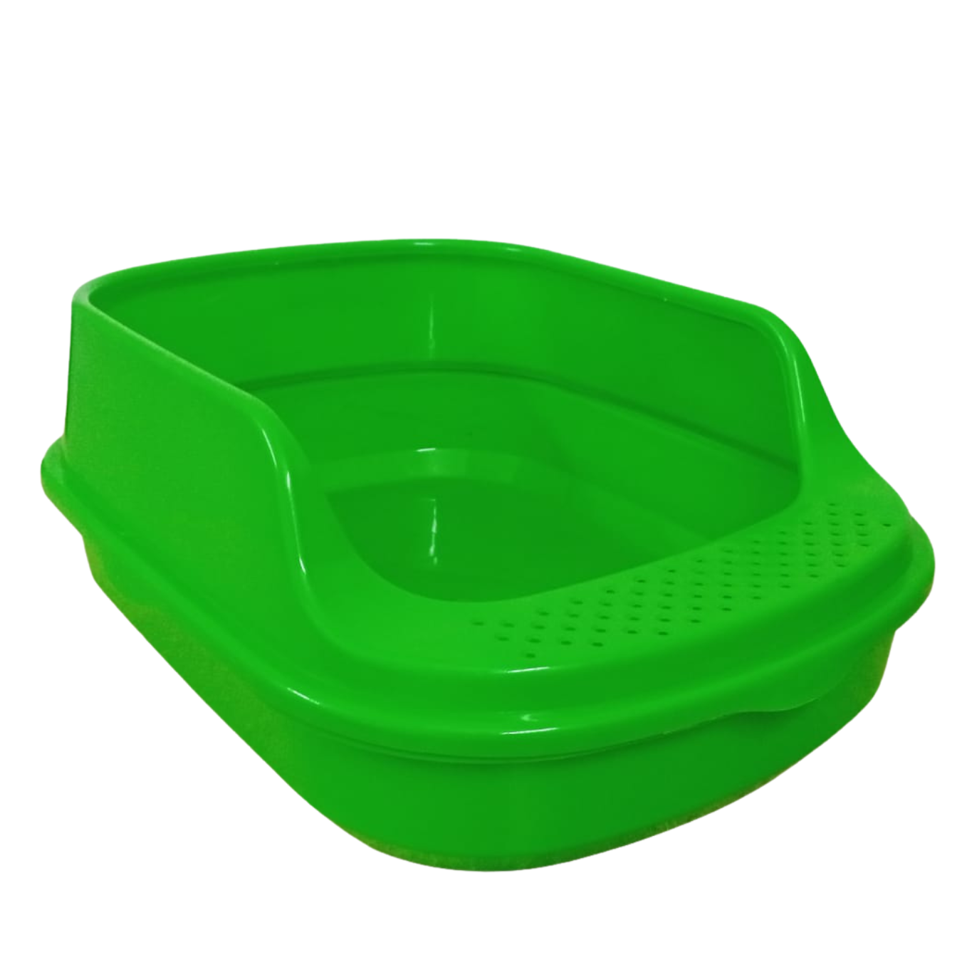 Green plastic foot bath on a white background