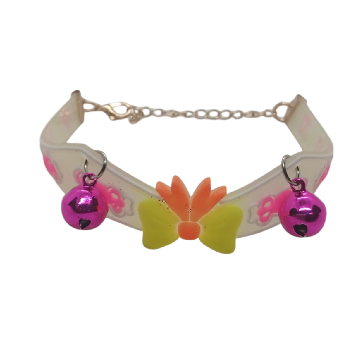 طوق حيوانات أليفة فلوري بسلسلة مذهبة وجرسين