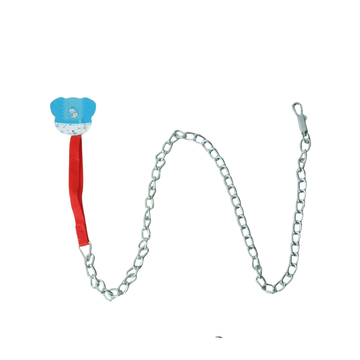 Dog 5 ml thick metal chain with red fabric handle