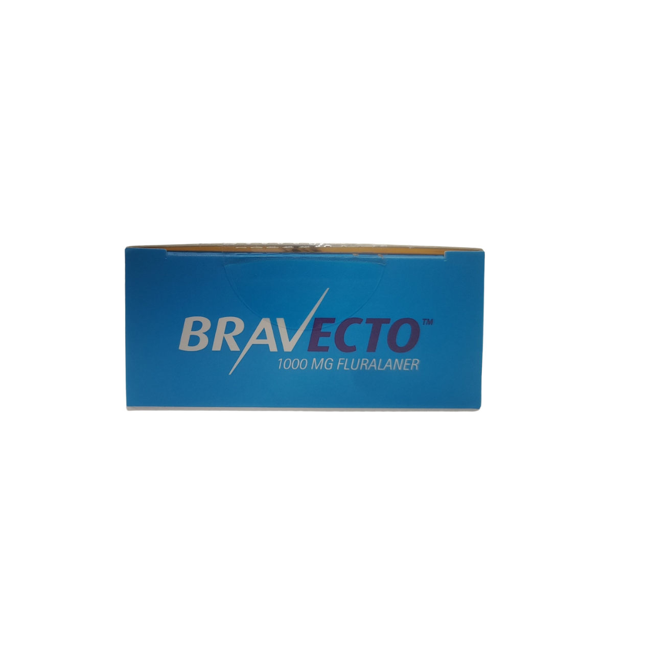 Blue box of Bravecto with white text on a white background