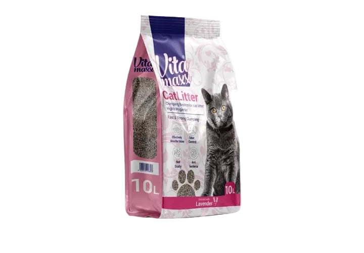Vitamax cat litter bag with a cat illustration on a white background
