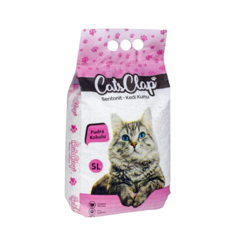 Cat's Clap cat litter packaging with a cat on the front on a white background