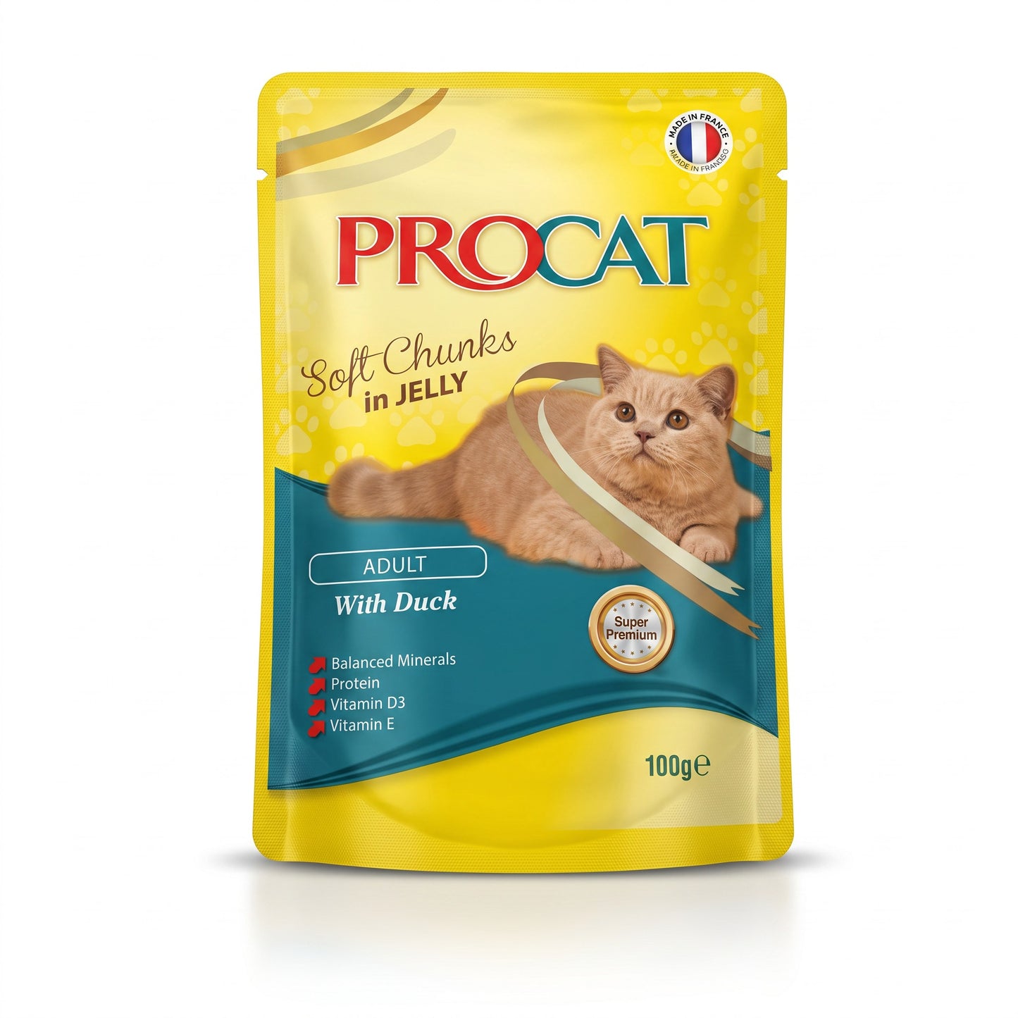 PROCAT soft chunks with Duck jelly for Adult cats 100 gm