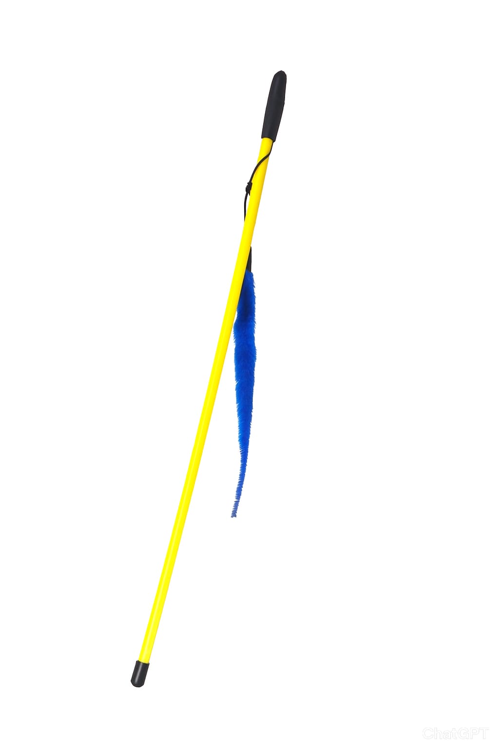 Yellow and blue pole with black ends on a white background