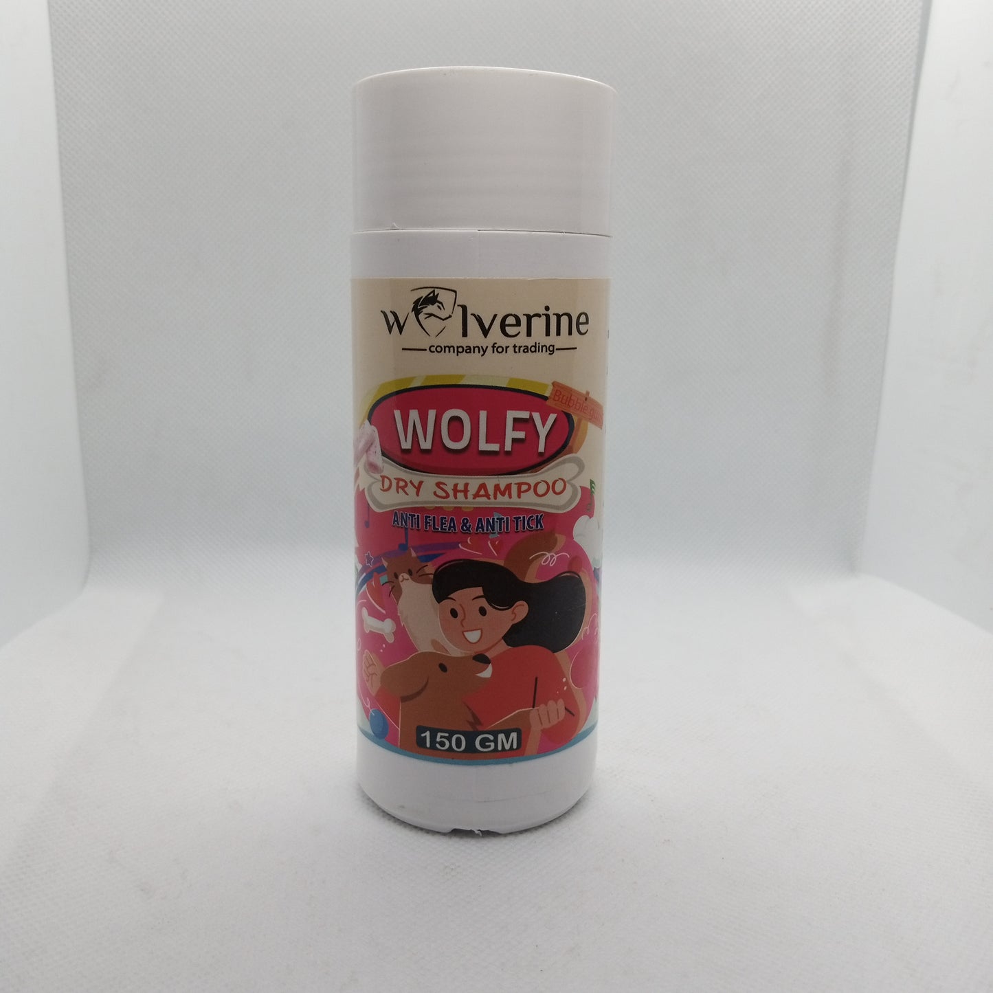 Wolverine Wolfy dry shampoo bottle on a white background