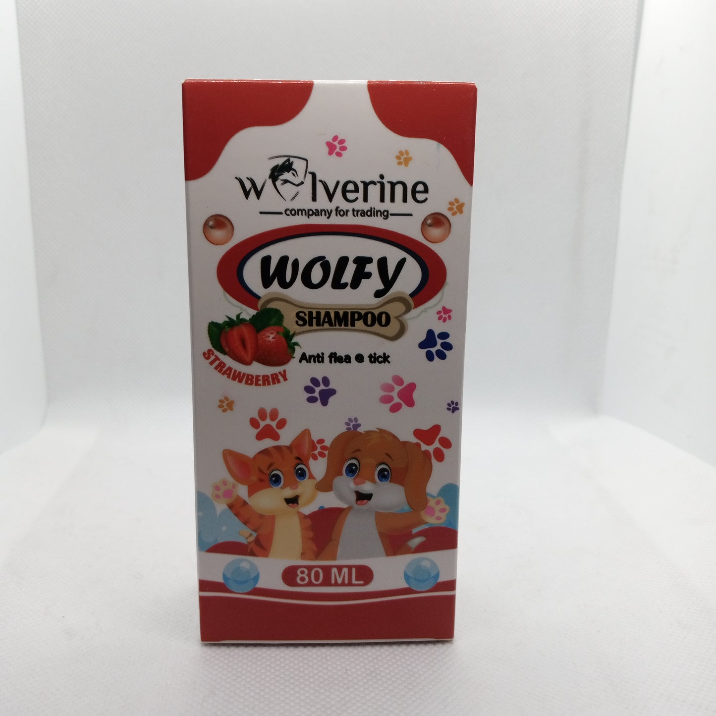 Box of Wolverine Wolfy Shampoo for dogs on a white background