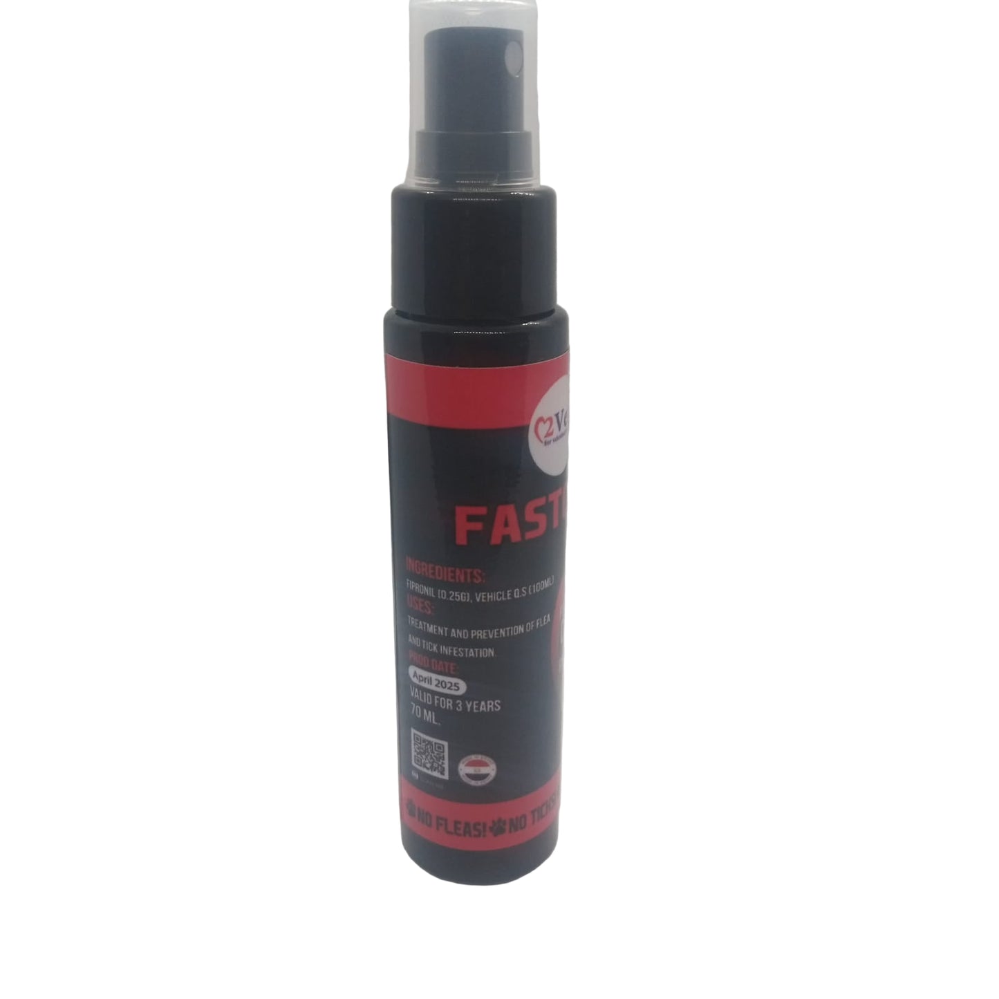 Black and red spray bottle labeled 'FAST' on a white background