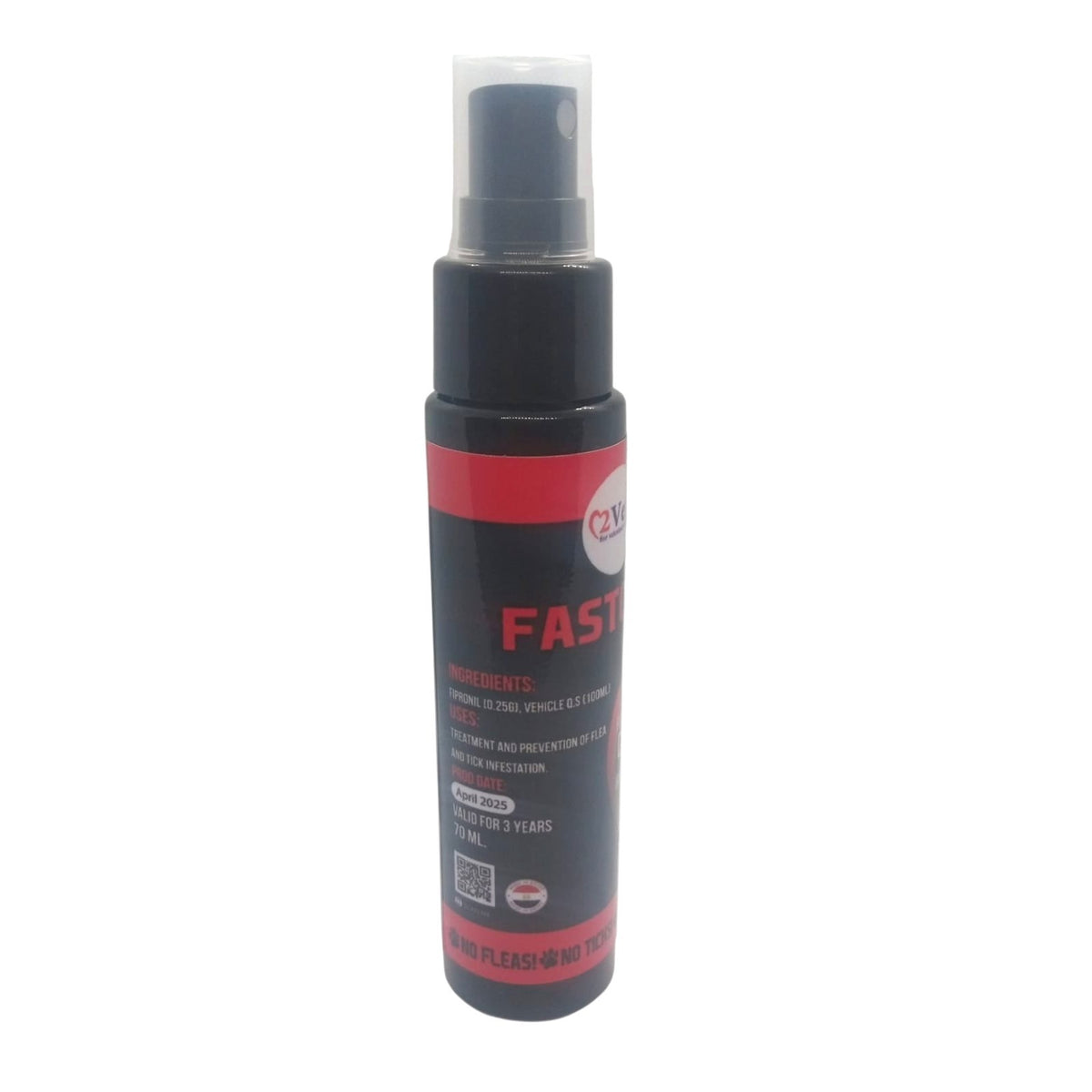 Black and red spray bottle labeled 'FAST' on a white background