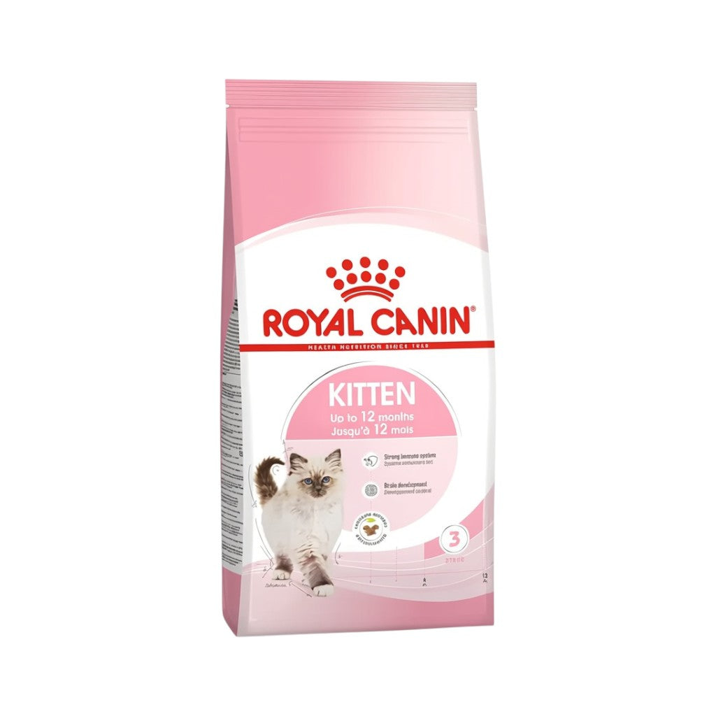 PetFriend Royal Canin Kitten dry food 2kg bag with a cute kitten illustration for growing cats up to 12 months old.