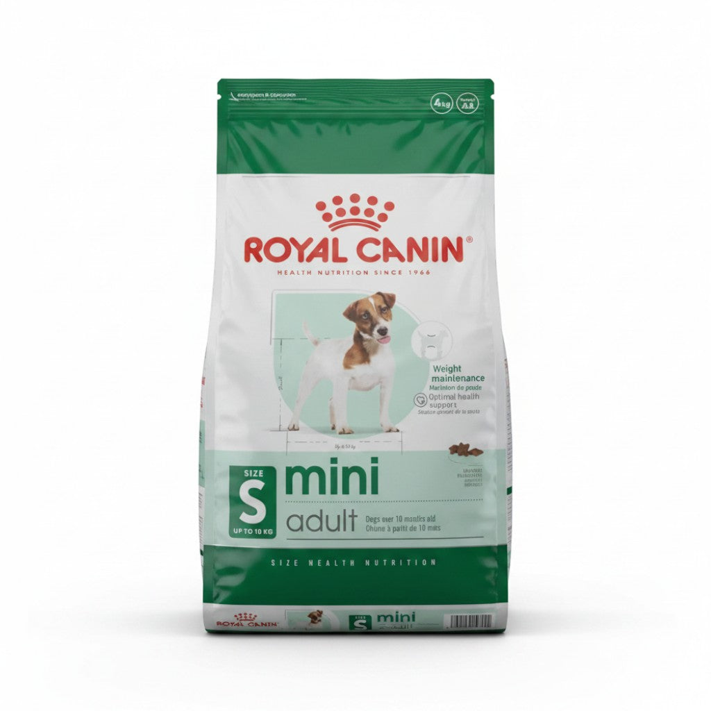 PetFriend Royal Canin Mini Adult dry dog food 4kg bag for small breed dogs with weight maintenance formula