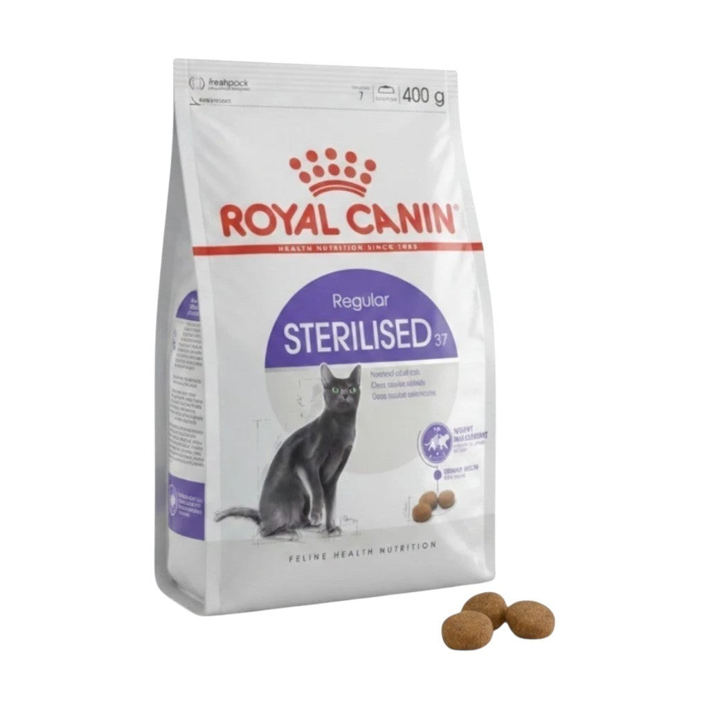 PetFriend Royal Canin Sterilised 37 dry cat food 400g bag for weight management in neutered adult cats
