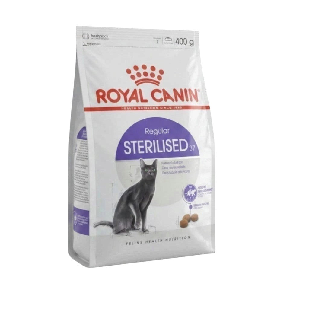 PetFriend Royal Canin Sterilised 37 dry cat food 400g bag for weight management in neutered adult cats