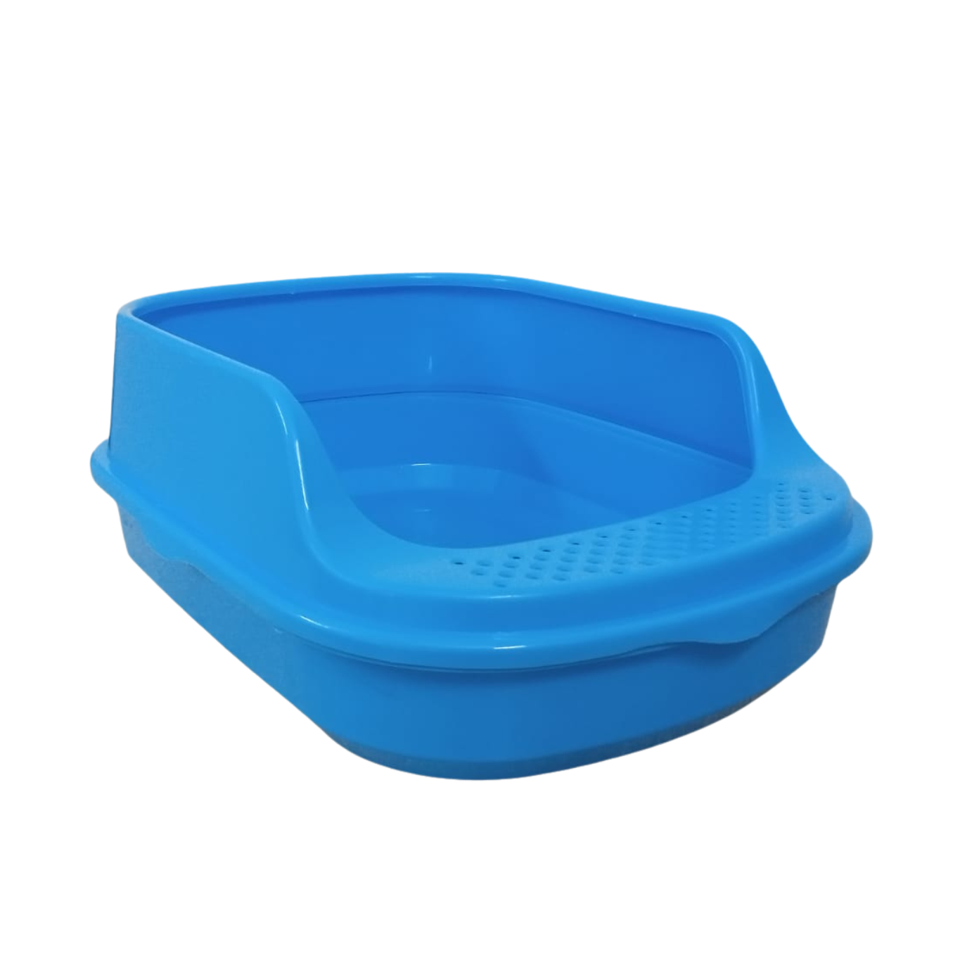 Blue plastic foot bath on a white background