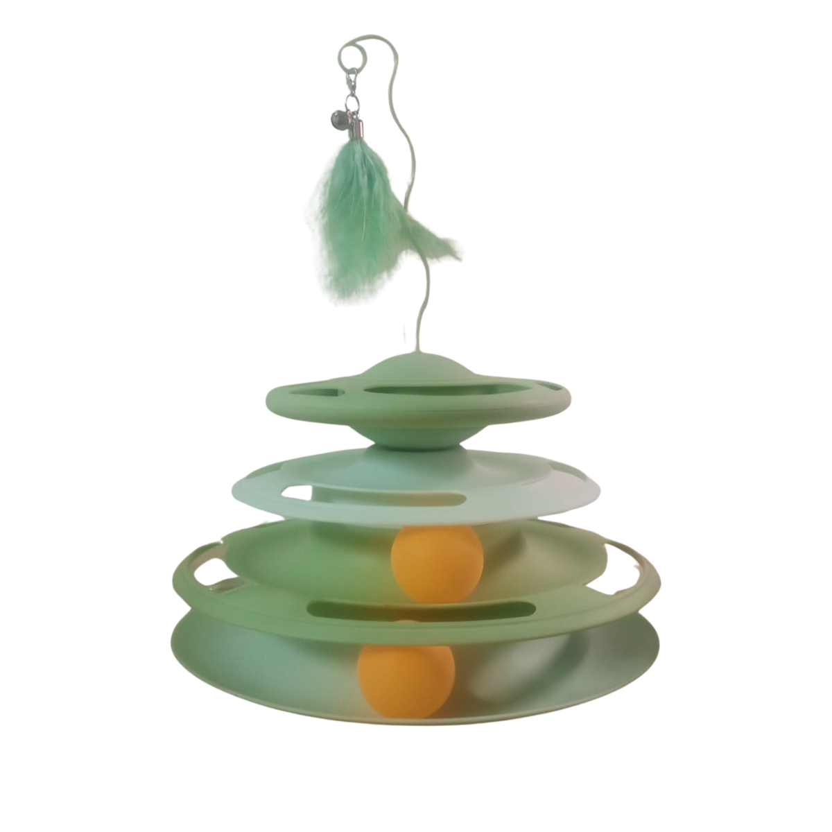 Tower of track with topped teasing treats bowl & feather