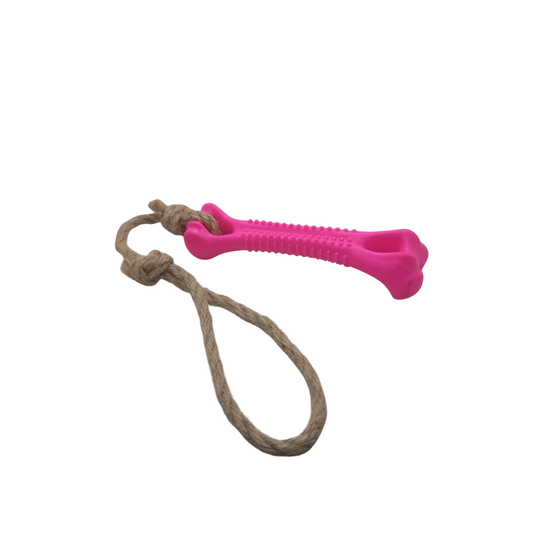 عضاضة كلاب متينة مصنوعة من السيليكون الثقيل مع حبل دائري