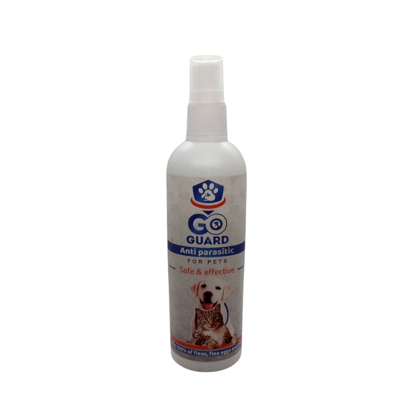 Go Guard anti-parasitic spray bottle for pets on a white background