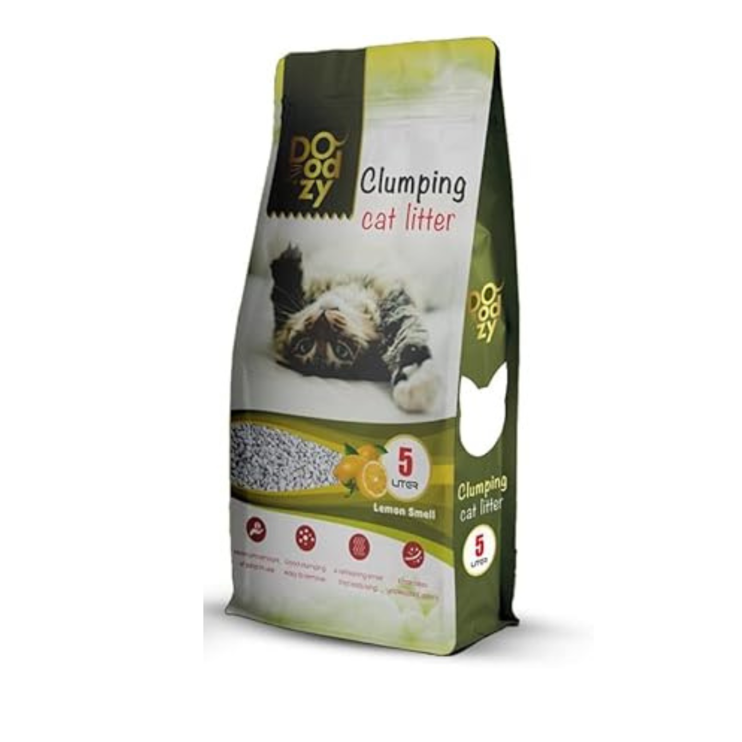 رمل قطط متكتل برائحة الليمون من دودزي، 5 لتر