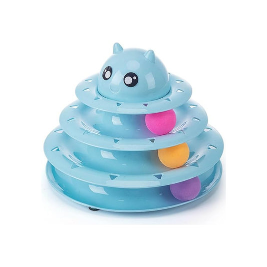 Mumoo Bear Cat Toy Roller 3-Level Turntable Cat Toys Balls with Three Colorful Balls Toys
