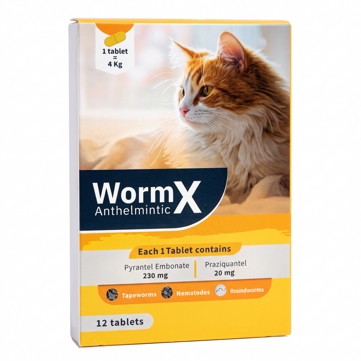 WormX de-worming Anthelmintic 6 tabs for cats