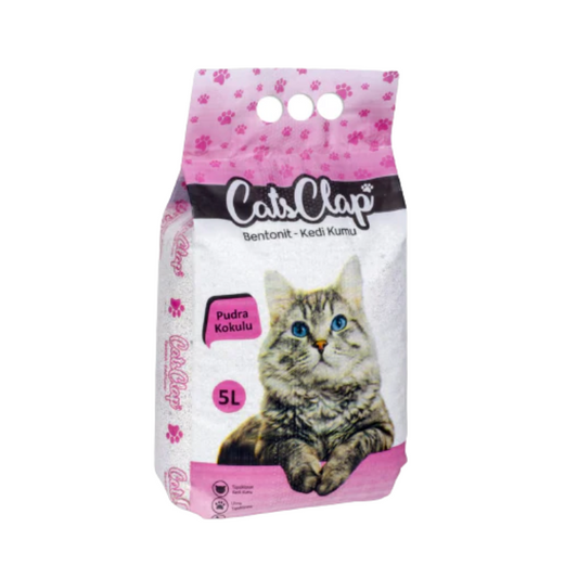 Cat's Clap cat litter packaging with a cat on the front on a white background