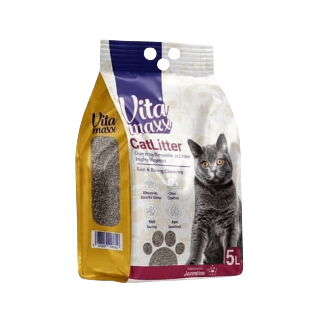 PetFriend Vita Maxx jasmine scented clumping cat litter in a 5L bag with clay and bentonite formula