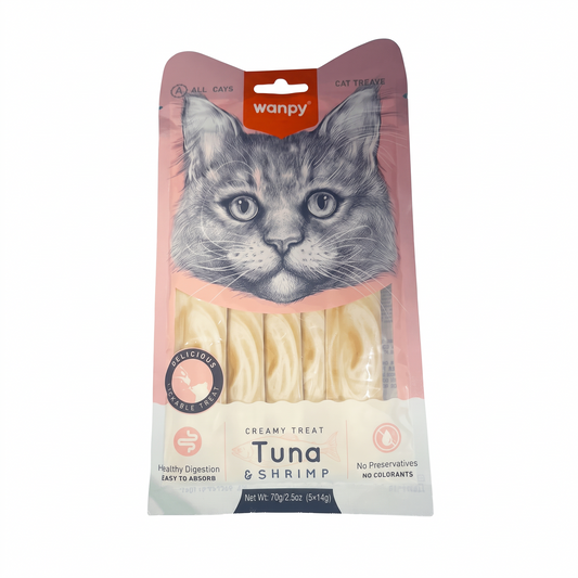 Wanpy creamy cat treats Tuna & SHRIMP 5 treats