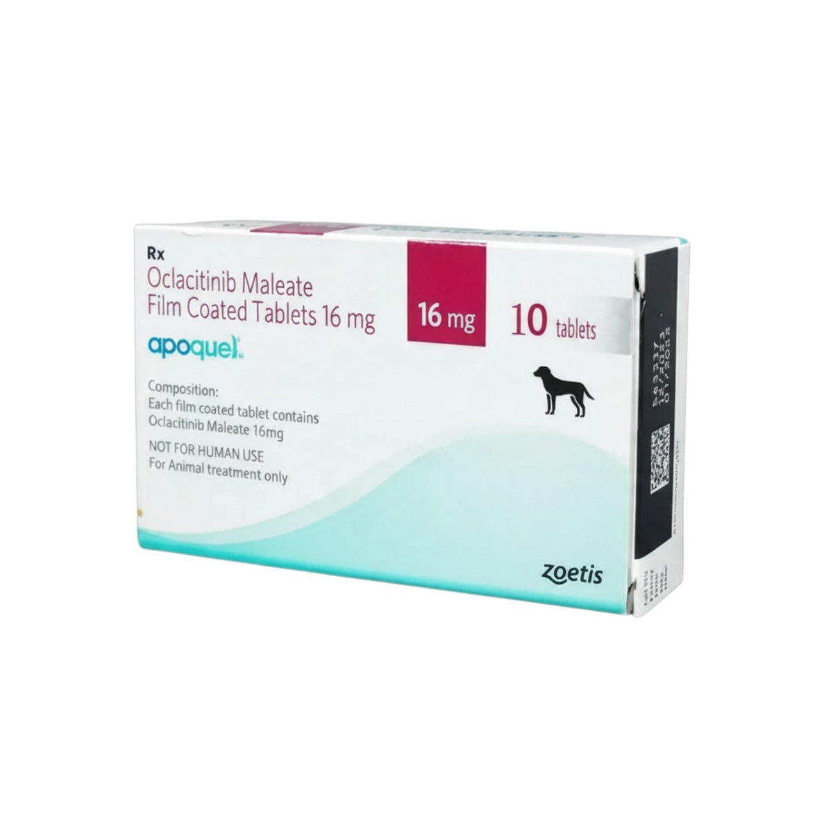 PetFriend Apoquel 16 mg oclacitinib tablets for dogs in a white and teal box containing 10 film-coated tablets
