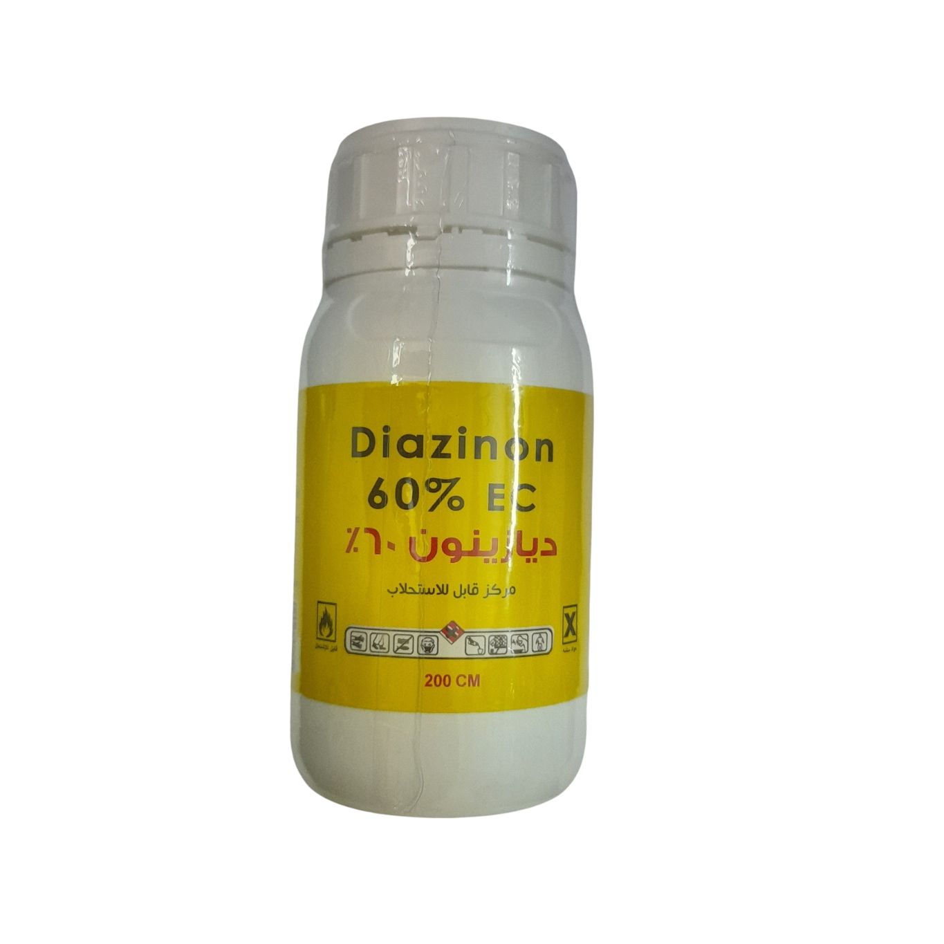 Diazinon 60% EC pesticide bottle on a white background