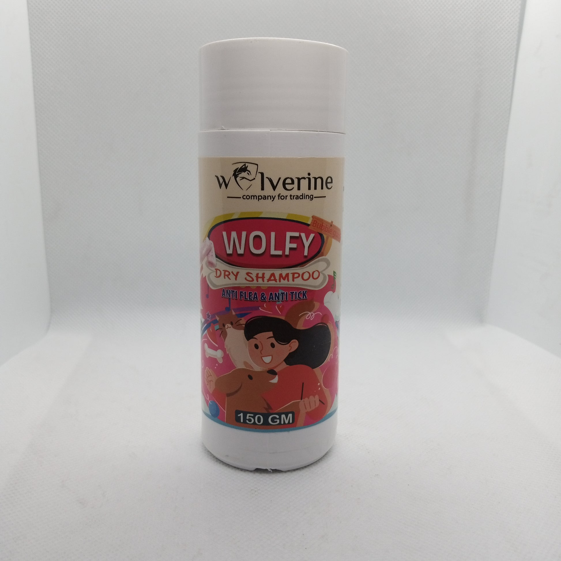 Wolverine Wolfy dry shampoo bottle on a white background