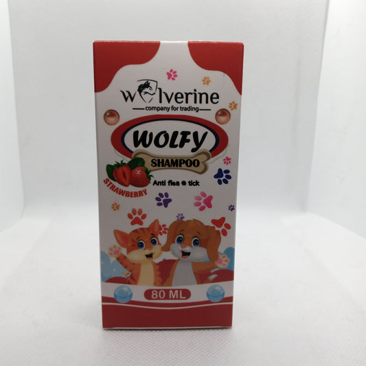 Box of Wolverine Wolfy Shampoo for dogs on a white background