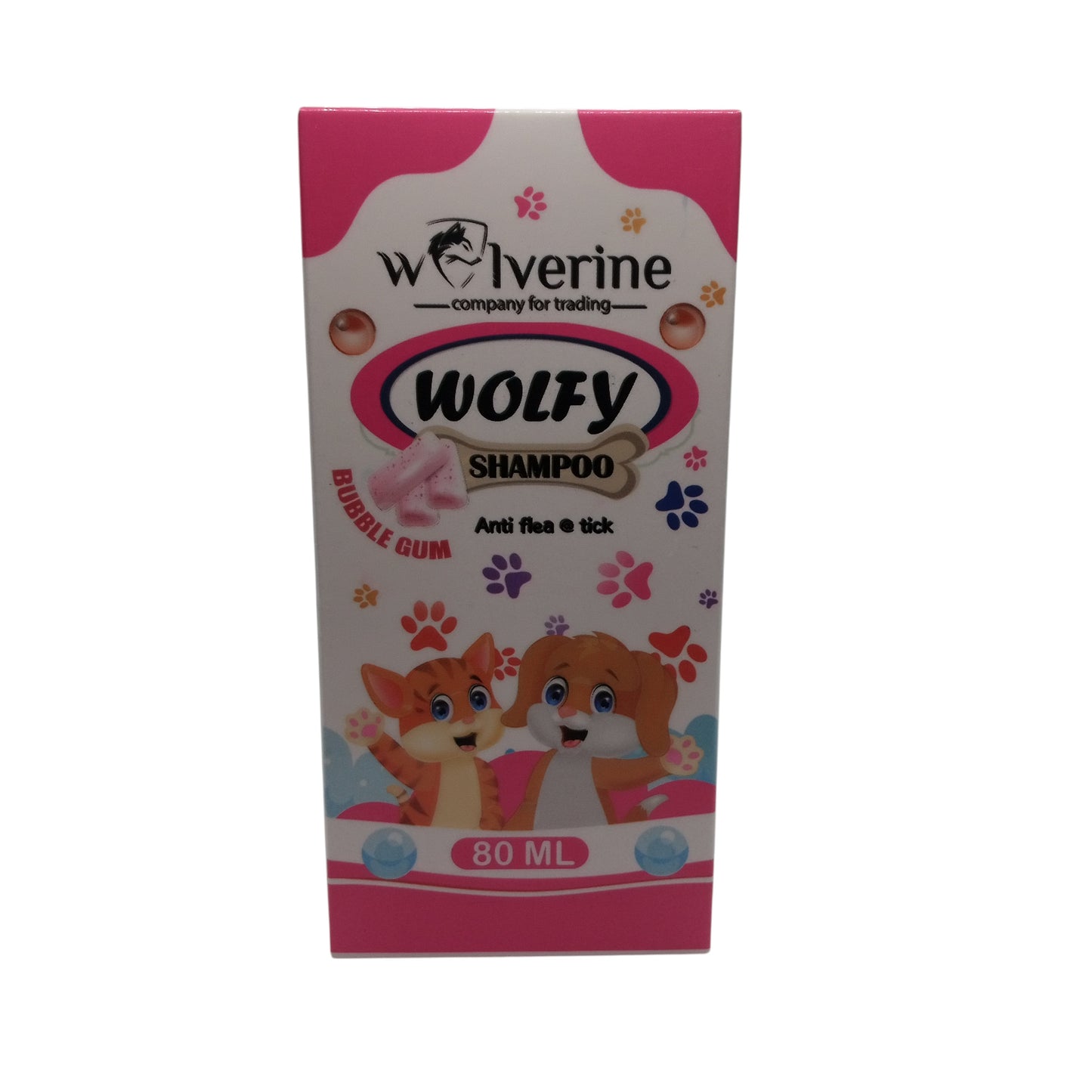 Box of Wolverine Wolfy Shampoo for dogs on a white background