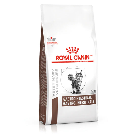 Royal Canin Gastrointestinal cat food package on a white background