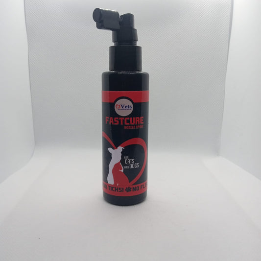Bottle of Fastcure muscle spray on a white background