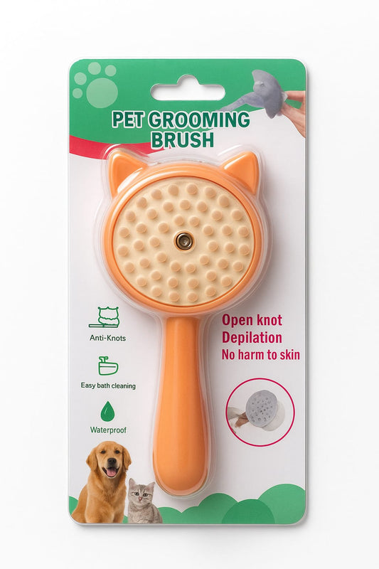 Pet grooming brush with packaging on a white background