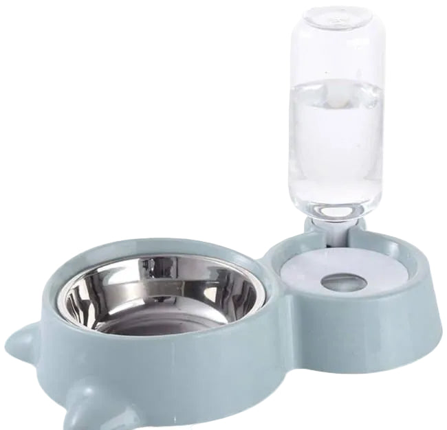 Pet water bottle and bowl set on a white background
