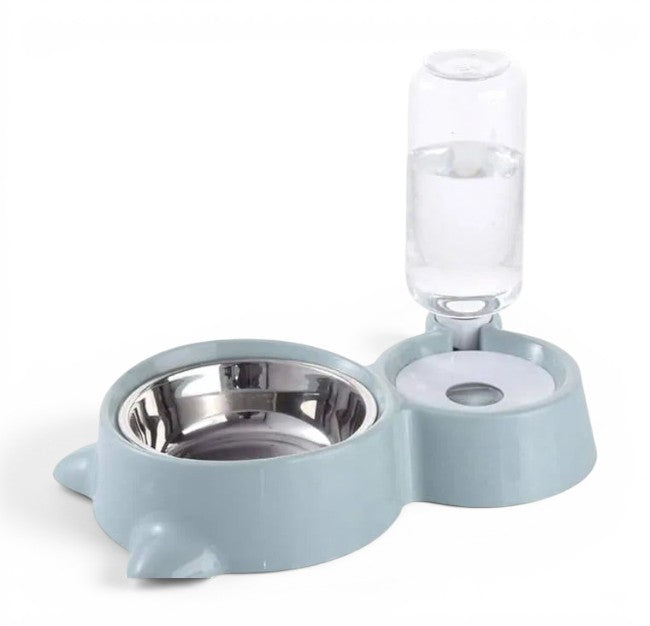 Pet water bottle and bowl set on a white background