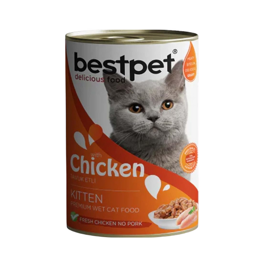 "Bestpet wet food with chicken flavor – balanced nutrition for healthy cats"