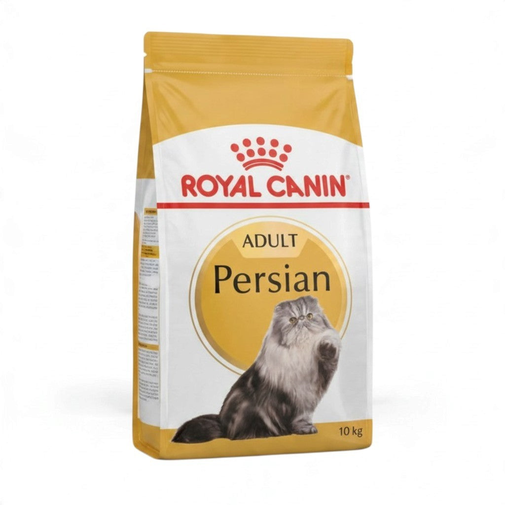 PetFriend 10kg bag of Royal Canin Persian Adult dry cat food with a picture of a fluffy Persian cat