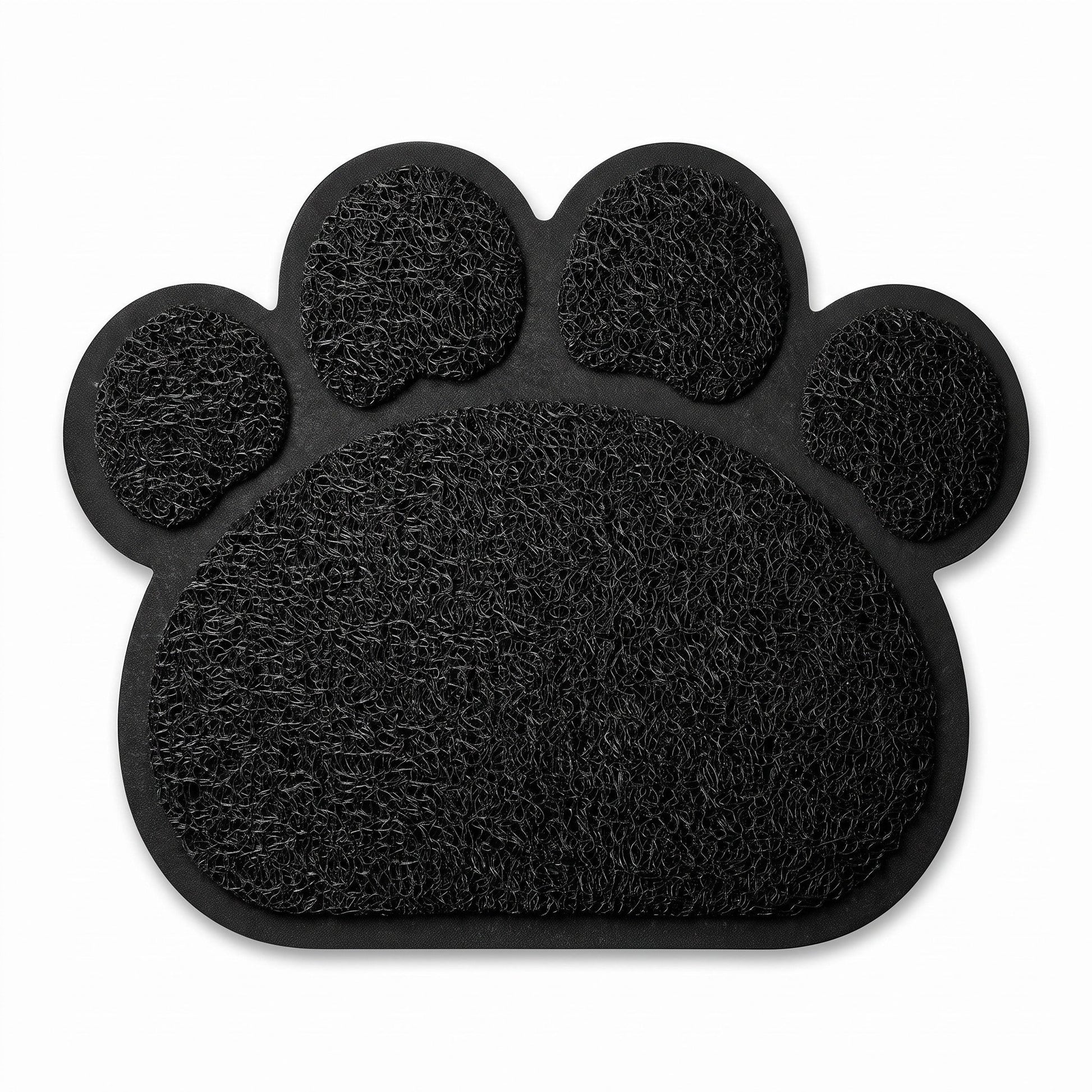 PetFriend black paw-shaped cat litter mat for catching loose litter and keeping floors clean