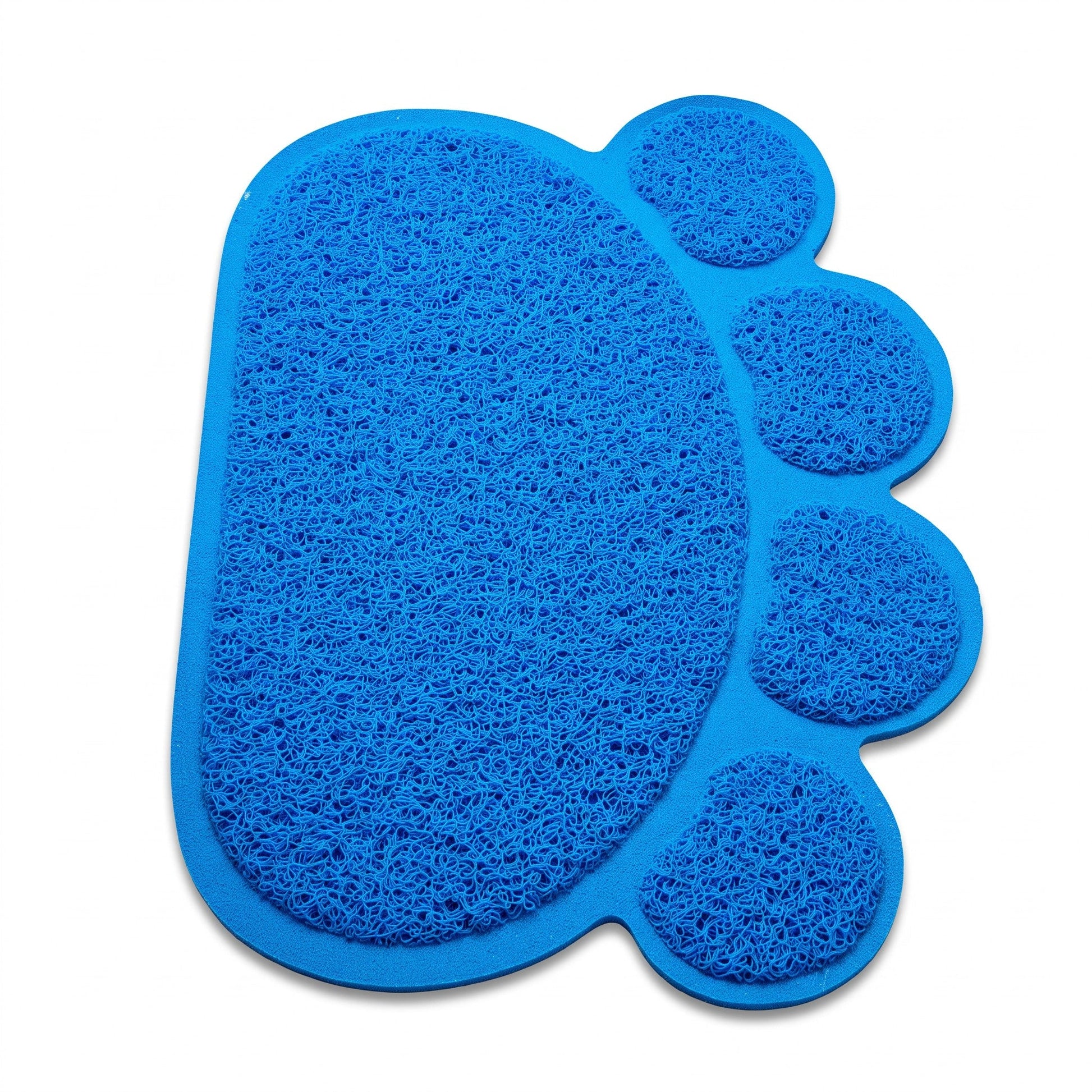 PetFriend blue paw-shaped cat litter mat for catching loose litter and keeping floors clean