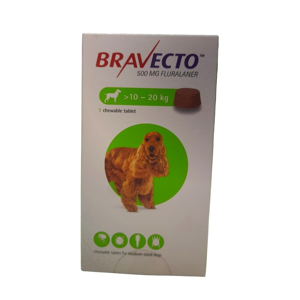 PetFriend Bravecto flea and tick chewable tablet box for medium dogs weighing 10 to 20 kg