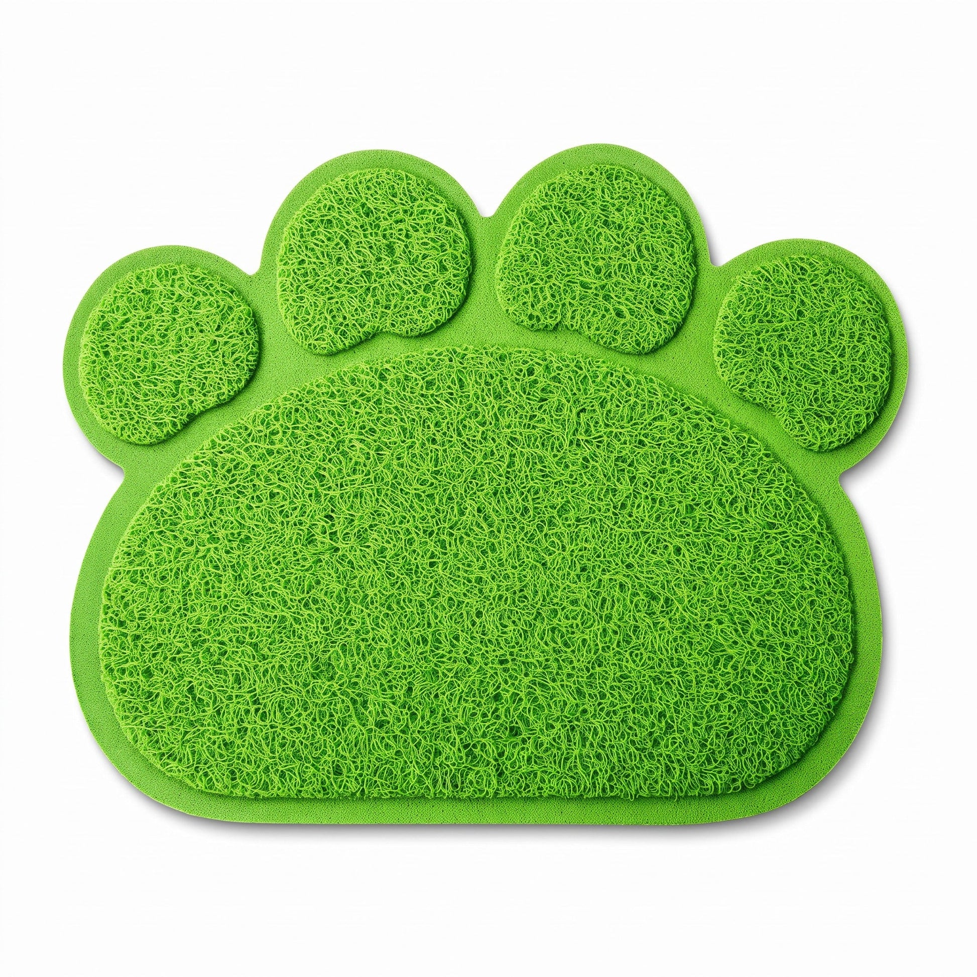 PetFriend green paw-shaped cat litter mat for catching loose litter and keeping floors clean
