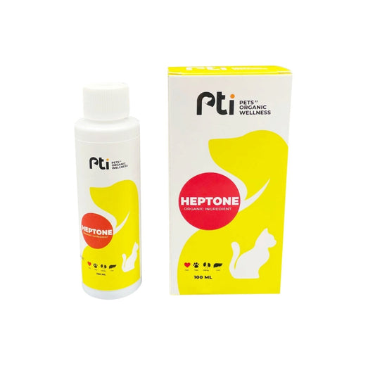 PetFriend HEPTONE natural liver support supplement for dogs and cats in a 100ml bottle with yellow and white packaging