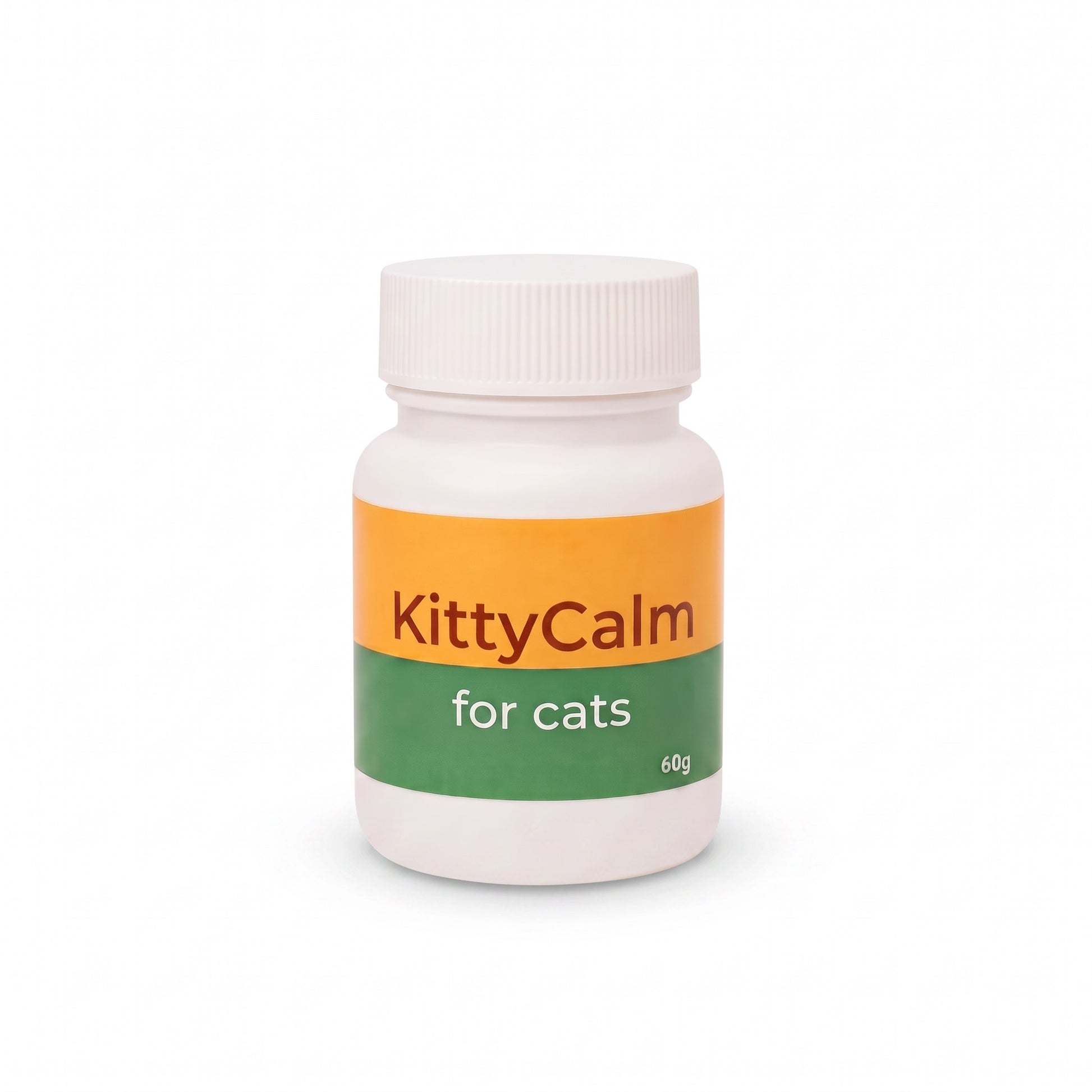 PetFriend KittyCalm 50ml bottle for cats, a white plastic container with orange and green label for mating symptom control
