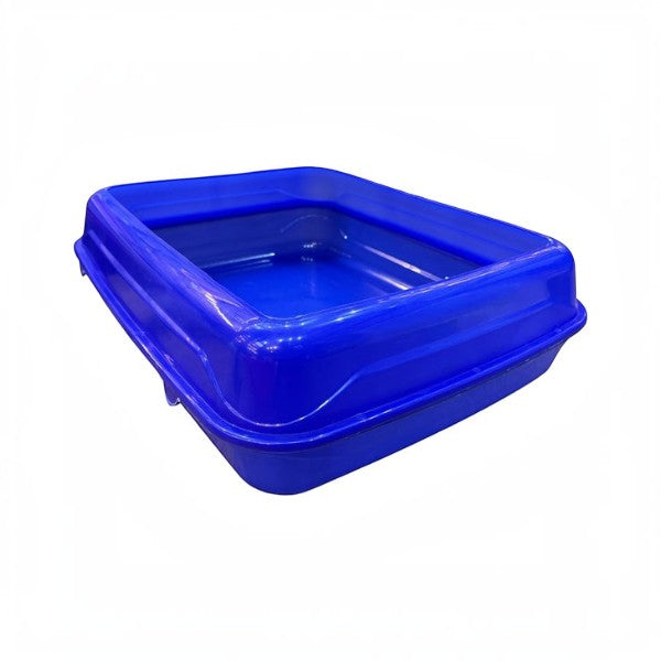 PetFriend X-Large blue plastic cat litter box with high sides and low entry for easy access