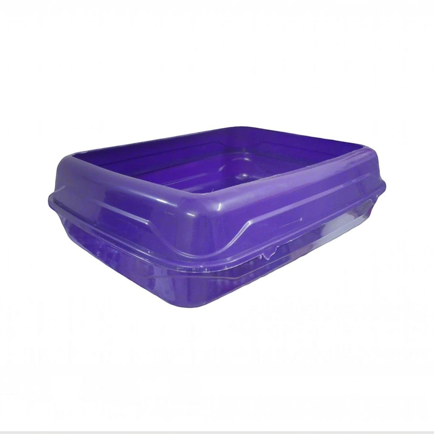 PetFriend X-Large purple plastic cat litter box with high sides and low entry for easy access
