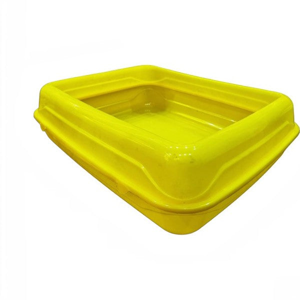 PetFriend X-Large yellow plastic cat litter box with a low entry design for easy access and high sides to reduce mess.