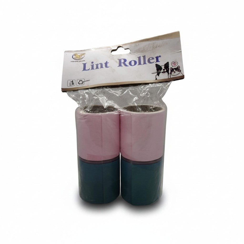 PetFriend lint roller refill pack featuring two rolls of adhesive paper for removing pet fur from clothing