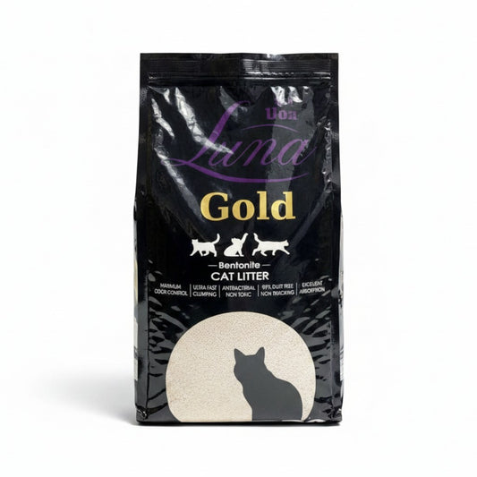 PetFriend Luna Gold lavender scented clumping bentonite cat litter in a 10L black bag