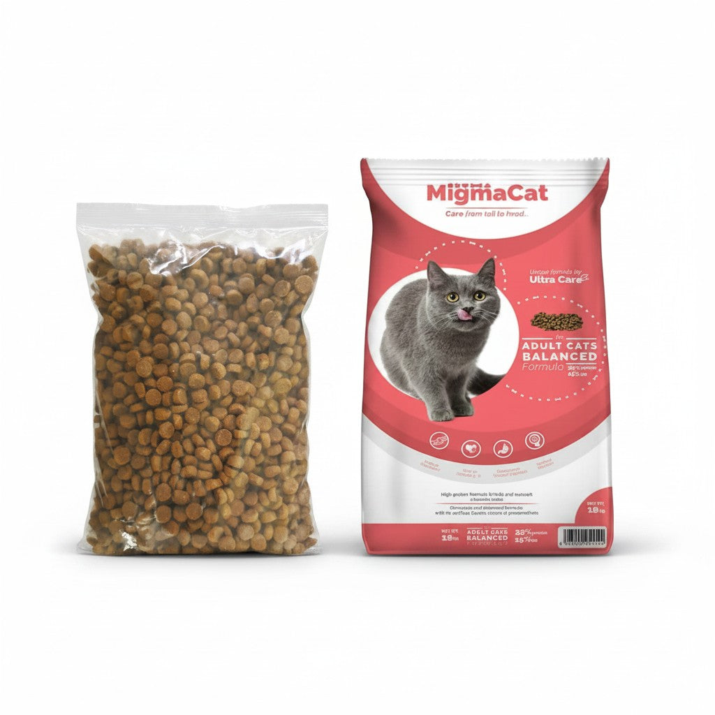 PetFriend MIGMA fish-flavored adult cat dry food in a 500g bag with a grey cat illustration on the packaging.